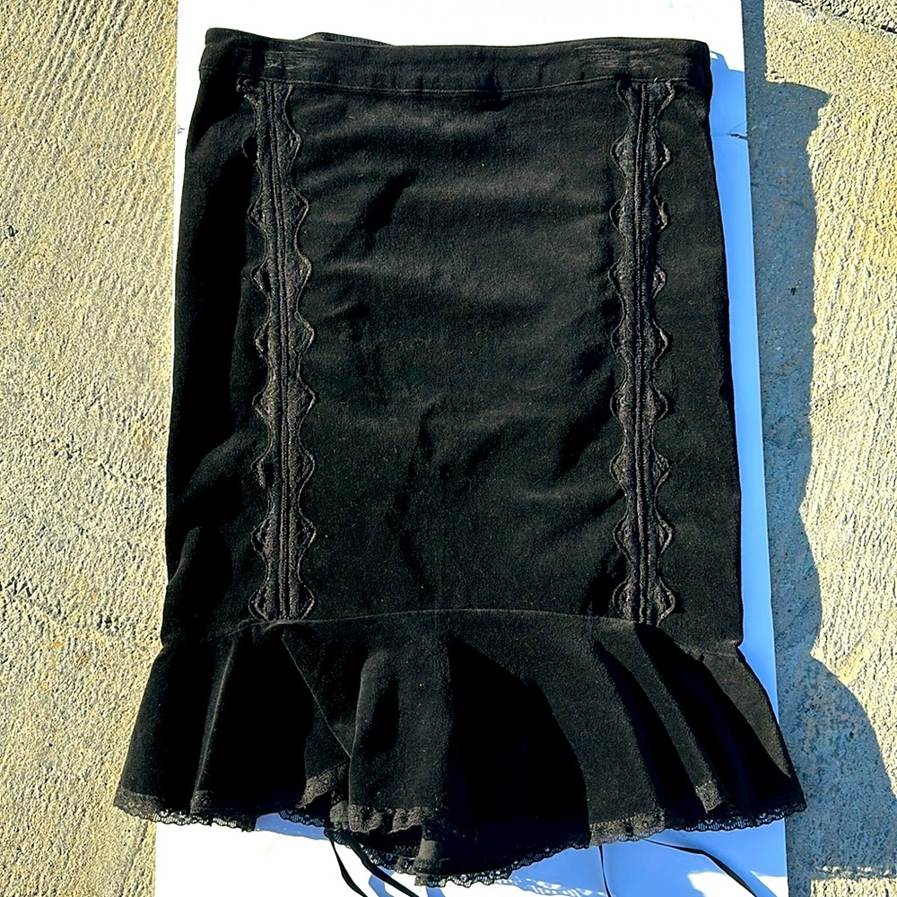 TRIPP NYC gothic corset black velvet pencil goth mermaid skirt large